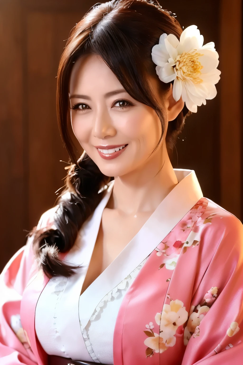 ( best quality 、 table top、8k、 best image quality 、Award-winning works)、( beautiful成熟した女性:1.1)、Adult face、(Innkeeper:1.1)、(Luxurious、Lovely kimono with floral pattern :1.3)、( perfect and accurate kimono with collar :1.2)、 Perfect Adult Woman Portrait Photo、 growing skin、 She's Standing Gracefully 、(Classy Inn Background :1.4)、(Strongly blurred background:1.2)、 growing skin、Very beautiful skin、( Highlight your body lines :1.1)、(The most graceful posture:1.2)、( big breasts:1.2)、A perfect smile、完璧な beautiful光沢のある唇、( Exact Anatomy:1.2)、(A perfect and elegant outfit:1.1)、( standing in good posture:1.1)、( beautiful, Elegant and high-quality patterned kimono:1.2)、、(完璧で自然な beautiful袖:1.2)、(完璧で自然な beautiful首輪:1.2)、(完璧で自然な beautiful袖:1.2)、(Elegant and high-quality patterned kimono帯:1.4)、(The perfect wide belt:1.2)、(完璧で自然な beautiful着物帯:1.1)、(bread:1.3)、( face close-up:1.5)、( Look at Me and Laugh :1.2)
