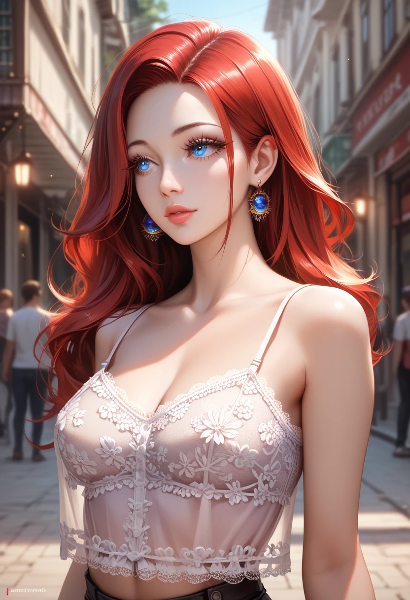 1girl, beautiful detailed blue eyes, lank and sloopy, redhead, beautiful detailed lips, extremely detailed face, Morning, close up, upper body, 8k, raw photo, best quality, boardwalk, masterpiece, realistic, photo-realistic.