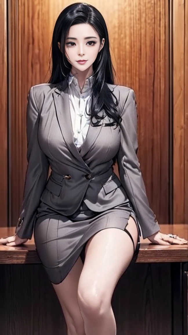 ((最high quality)), (masterpiece)), (detailed: 1.4), 3D, An absurd solution, High resolution, (masterpiece: 1.4), 超detailedな, 1 beauty, Shiny brown hair, Beautiful blue eyes, Beautiful Face, 24-years-old, indoor, floating, Very tall woman, Standing posture,Small face,High heelsを履く,Large Breasts,Big Hips,Thick thighs,(Long legs:1.2),Wavy Curly Hair,Red lips,Raw photo,、(Intricate details:1.4)、(Photorealistic:1.4)、レンダリングの超detailed, Soft studio light, Rim Light,Bright light,Beautiful subtle shadows、Beautiful natural light、Front lighting、Beautiful details sparkle, Vivid details, Super Detail, Realistic skin textures, 面のdetailed, Beautiful eyes in every detail, 非常にdetailedな CG Unity 16k 壁紙, compensate, (detailedな背景:1.2), Glowing Skin, Full Body、Cleavage,Mature Woman, Hip Up,Long Hair,Watching the audience、Full body photo,,Abdominal muscles, Perfect figure, Ultra-thin face, Facial lighting , ((Large Breasts:1.4))、Tight waist,((Beautiful Japanese Women:1.3))、Voluptuous body line、(Low angle shot:1.1),Angle from below、Photograph the whole body,非常にdetailedな顔,A face that should not be disturbed,Beautiful legs,High heels,Beautiful feet、Long legs、Black stiletto heels del pose、Height: 180cm,Thighs open,smile、Nipples visible,The areola is protruding,Long legs,Incredibly sexy、Elegant legs、Long legs、Long, thick legs、とても美しいLong, thick legs、Beautiful feet、Very beautiful volume of legs、Leg and thigh shots、uniform set,Tight dress shirt、、(((No bra)))、, Office Lady Uniform,Black suit、business suit,business suitを着用する,Black suitを着ている,Digital Illustration, (Photorealistic:1.3),(RAW Photos.),Voluminous lower body,Thick thighs,Big Ass, Big sexy ass, Perfect Body Proportions, Standing posture,Full body photo、Photograph the whole body,Office Wear、Shiny tight skirt、, (Big Breasts, Big Ass:1.3),(Woman in pencil skirt and suit jacket with attention to detail:1.4),Siren's Seductive Eyes, Red lipstick, Smokey Eye, White skin,, Detailed and realistic skin, detailedでリアルな体と顔, Slim waist. . Natural sunlight. Expose your body to natural sunlight.Exquisite facial features,滑らかでWhite skin,Super Detail, High detail, high quality, 受賞歴のある最high quality, High resolution, 4K, 16k,Soft thighs,Shiny thighs,choker, , The part of the thigh visible through the skirt, Beautiful Hands, , Full body photo撮影、セクシーなBeautiful feet,Open the chest of the Y-shirt,secretary, (Rope Bondage:1.2),((Put your arms behind your back)),Tied up woman,One leg is suspended above by a rough rope、Tied up with rope、Tightly bound、Hands tied、Her body was tied with ropes,Raise your legs、(((BDSM、Tie with rope:1.5)))、
