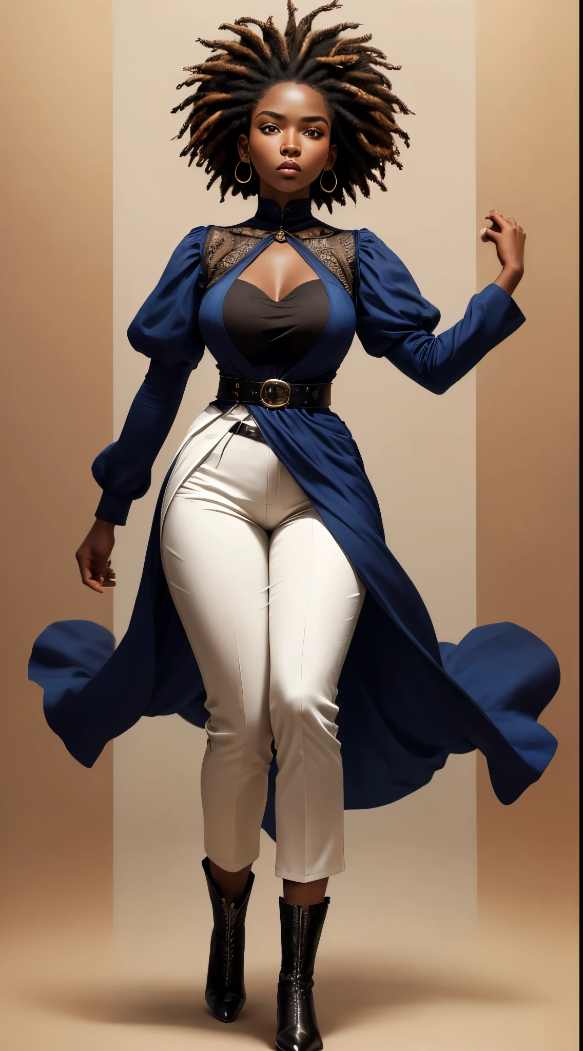  Based on everything we've discussed so far , aqui está uma descrição detalhada do personagem Oddara  e sua roupa única:

Oddara ,  a 20-year-old young man of African origin ,  is renowned for his style and charisma .  Her Rastafarian hair , long and well-groomed,  sways gently in the wind ,  adding movement to her imposing figure .  Her long dark blue tunic ,  adorned with red triangles instead of the traditional clouds ,  is a reflection of his personality bold and innovative . 

 The tunic is fitted at the waist with a golden rope belt ,  that contrasts elegantly with the dark fabric . underneath, Oddara  usa uma blusa de renda creme,  with intricate patterns that appear subtly on the sleeves and neckline .  The straight-cut black pants complete The visual ,  along with black leather boots that add a touch of robustness to the set .

Oddara  carrega consigo um ar de mistério e confiança,  stands out wherever she goes .  He is a character that combines tradition and innovation ,  representing his heritage with pride while exploring new style possibilities.

 I hope you enjoyed the detailed description !  If you need something else ,  I'm here to help .