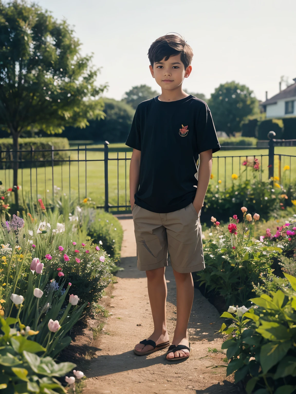 Boy Stand in garden