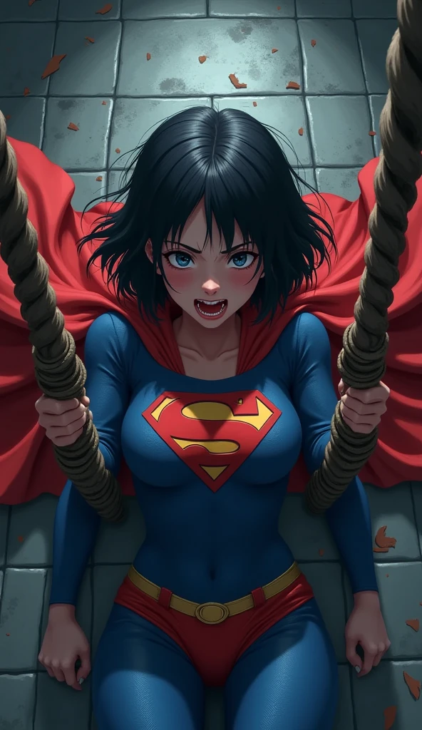 (((High resolution face))),((Supergirl gets arrested, Handcuffed in Space)), ((Humiliating,lost,Destroyed)), ((emotional expression,expression of pain and despair, Scream in pain, expression of suffering)),(Supergirl is crouching,  slave,Obedient), (she泣いている)), ((she首に犬の首輪をつけている.)), (sheボロボロになったコスチュームを着ている, she破れたコスチュームを着ている), (first work, Better Quality) 1.5, 1 girl, alone, (Sensual, Beautiful woman, Perfect Face, Perfect Eyes), whole body. ((she)), Tears running down your face)), ((Supergirl trapped in Strap-on, immediately, Use some kind of fastening method, Like a rope or chain stretching from your wrist to a connection point above)), (((emotional expression,expression of pain and despair, Scream in pain, expression of suffering, Big eyes, Expressions of fear, body writhing in pain))), ((sheスティレットハイヒールとレースのパンストを履いている)), (((Looking into the camera)))
