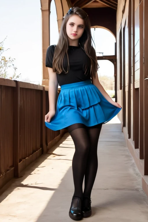 Sexy young brunette, long wavy dark hair with bangs, bangs hair, tan skin, (((sexy black dress))) babe with skimpy black sparkly dress and transparent black pantyhose, ultra sheer high gloss pantyhose, seductive, cameltoe, smiling, dress has 4” long black skirt, see butt and vagina showing from bottom through her pantyhose, (((back side view looking back and see full face))), vagina is visible through her pantyhose crotch, pantyhose butt, (((male teenager boyfriend in t-shirt and jeans poses with her by the Christmas tree, he grabs her pantyhose ass))), Christmas tree in background 