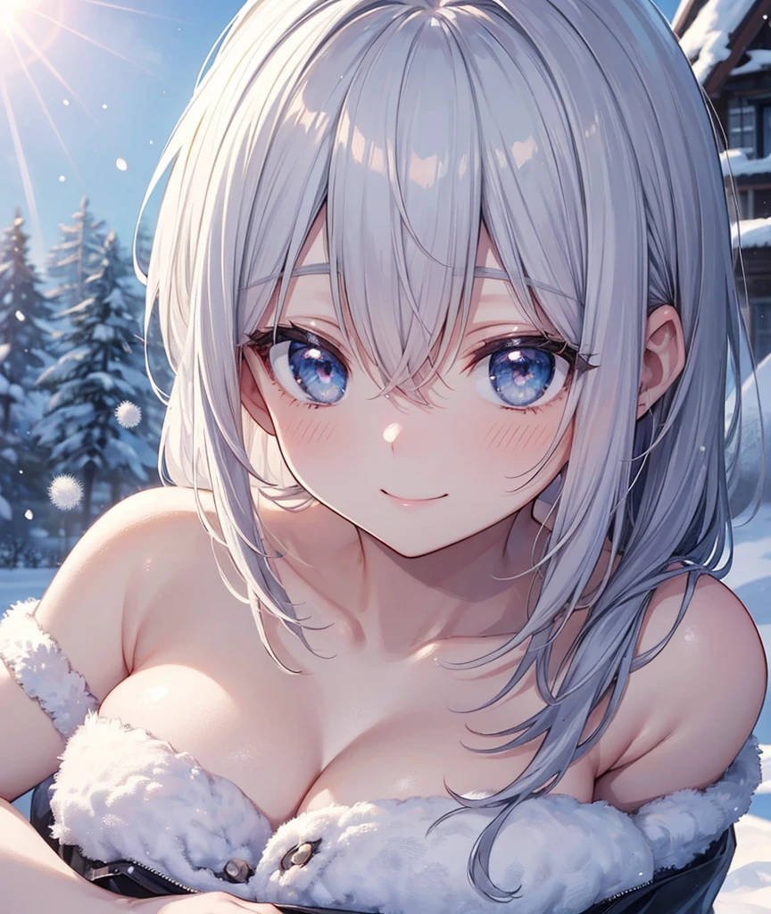 beautiful nudes、Light Color, and surprised smiles , fateful reunion, Snowy scenery in the snow piled up in the silver world , Refreshing sunlight shining through white breath, The best smile that won't lose to sunlight ,MangaHentaiStyleConceptv2