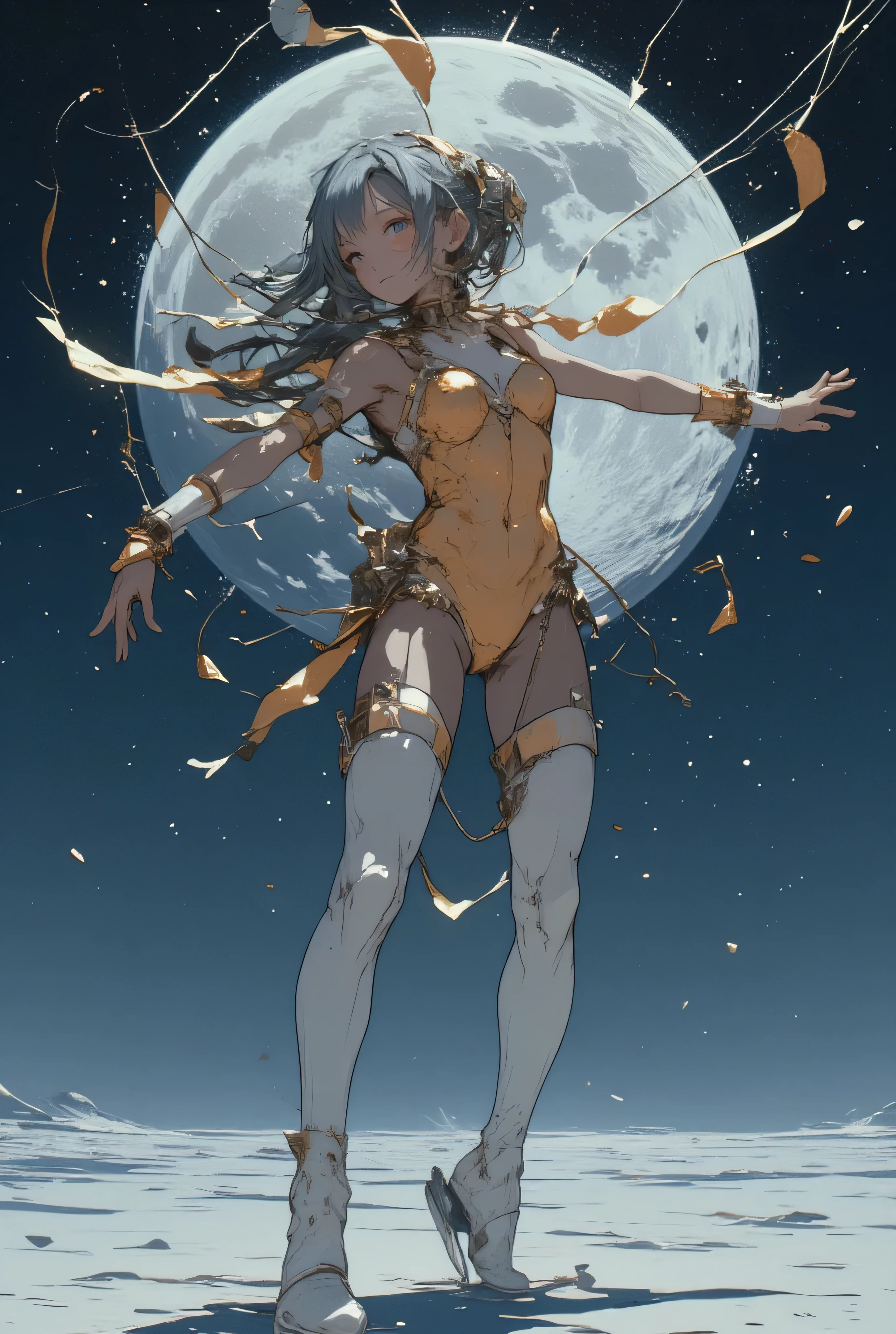 Une splendide jeune fille en tenue de cosmonaute fait du patin a glace sur la surface de la lune
BREAK/, she interprets a trick that consists of lifting the leg backwards to the top of the head (en tenant la lame du patin,This figure, known as the Biellmann pirouette BREAK / quality,lighting,fast shutter speed,very realistic hands,anatomically accurate representation,Unique,8k,implies absurd,Ultra Realistic,( highly detailed ),(Cute look like a professional ),(vivid colors),(portrait),(soft lighting),(high resolution)