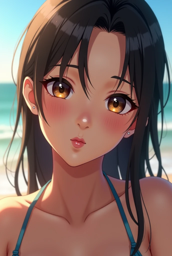 Jpop、Realistic photos、Focus on the face of a cute high school girl in a bikini