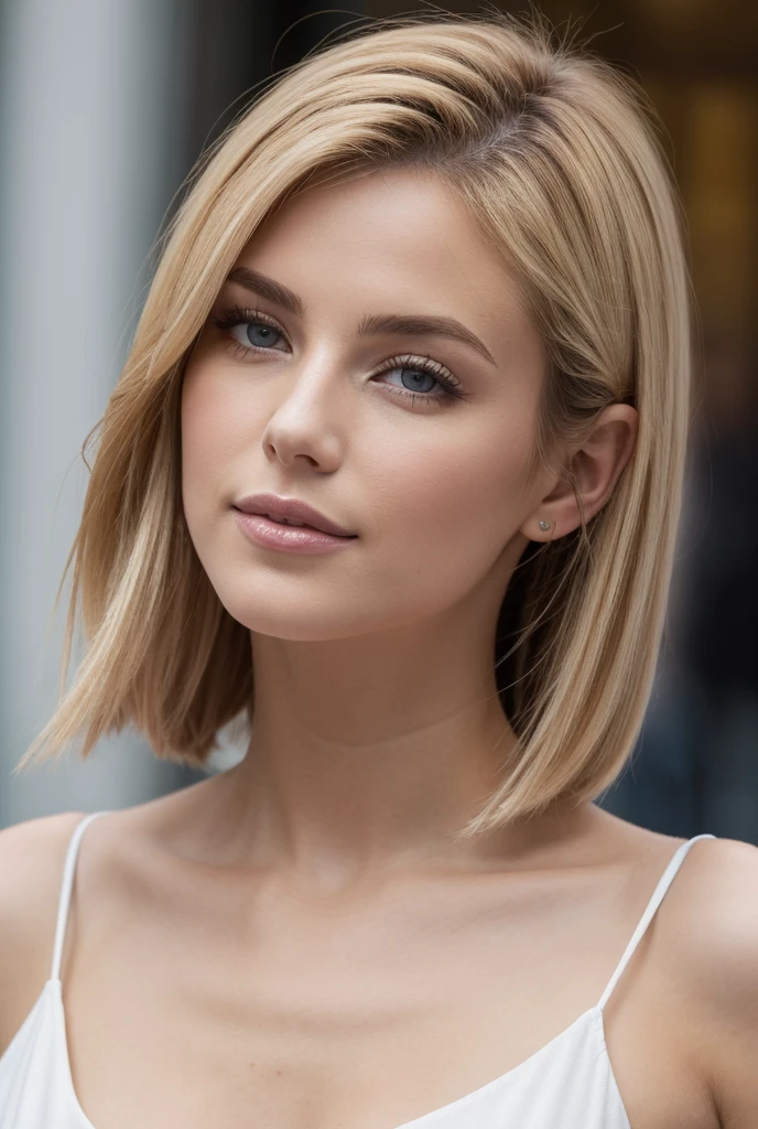 (head of'ouvrages d'art), (best quality), (realistic), Photo RAW Nikon, FuJifilm XT3, J'am right, belle 1 fille,
white_Stop,
brun_hairs,
focused on_viewer, ssmile, mannequin,
(Ultra detailed), 8K, 4K, complexe, superior_corps, better lighting, By the way'interior,
Grandiose_boobs,