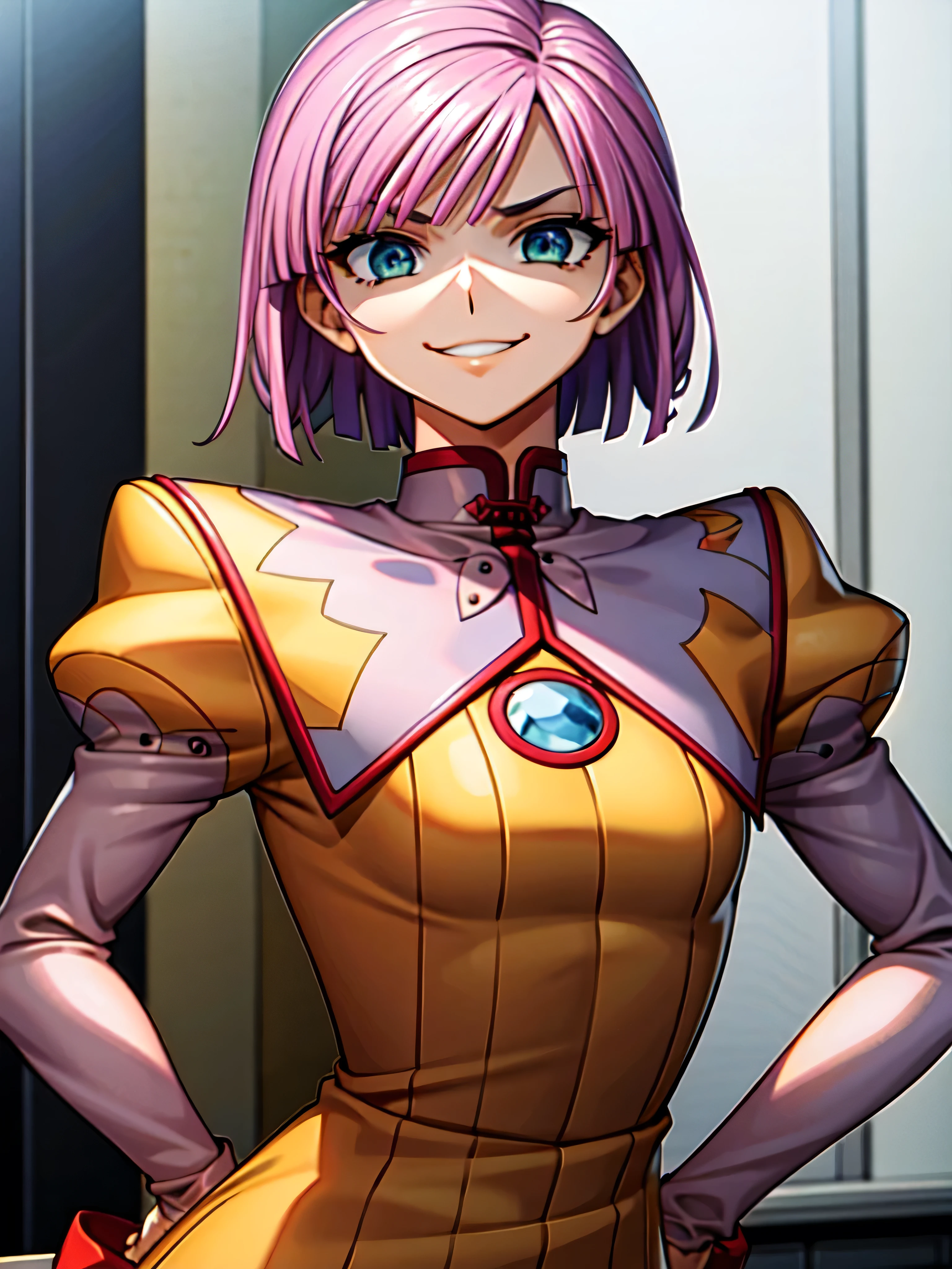 (8k),(masterpiece),(Japanese),(8-year-old girl),((innocent look)),((Childish)),From the front,smile,cute,Innocent,Kind eyes,Flat chest,pink helmet,white domino mask, white mask,Shizuka, bald,no Hair,cyberpunk Tokyo City,Kamen rider,camisa, Ringo! style, superhero,drsizukachan1,,dress