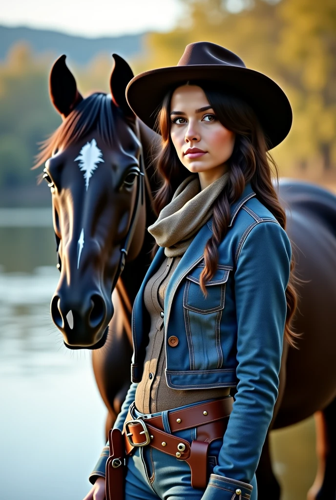Cowgirl、a small face、A dark-haired、japanes、midiam