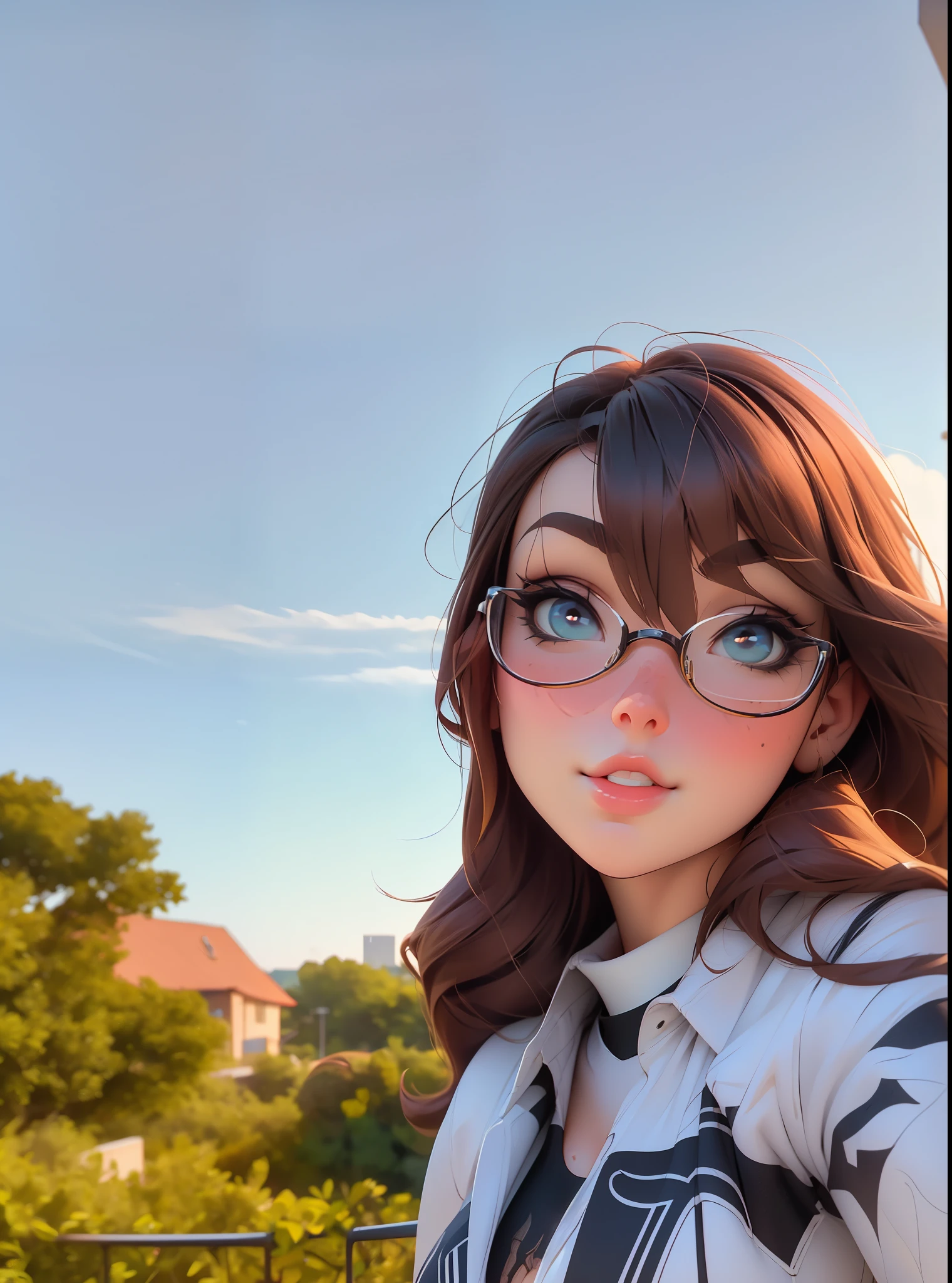 photorealistic style , Instagram-Photos, Selfie, (( whole body)), Subscribe:1, (fe galvao), ruby, , ultra pale skin, Student, Wide, curly hair, pale skin, large almond-shaped eyes , ((sexy catholic , personalized schoolgirl outfit)), (( thick and toned thighs )), (( toned and muscular legs )), hot look , , detailed skin, red lipstick , NERD glasses, ( bigger, Huge Cleavage), ( top shirt and folded mini skirt ), ((great divide, Huge breast)) (( muscular body with curves )) sexy muscular, natural light , detailed and realistic, enthusiastic , depth of field , Light reflection, Rays of God, social media composition , cowboy shot, total, from above, F/1.8, 85mm, NIKON, 16k, masterpiece, Hohe Details, high quality, high resolution, Mat