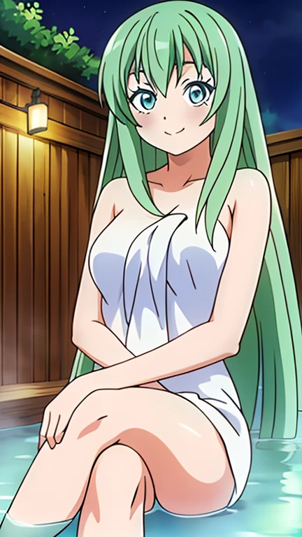 (masterpiece, best quality, high resolution), 1girl, ((curly frizzy hair)), light green hair, yellow eyes, solo, sweat, nipples, pussy, spread pussy, standing, bad-girl, ((mature female)), beautiful body, beautiful nose, beautiful character design, perfect eyes, perfect face, alluring, wallpaper, perfect lighting, colorful, ultra highres, photography, 8K, HDR, (shiny skin), navel, (anime), looking at viewer, onsen