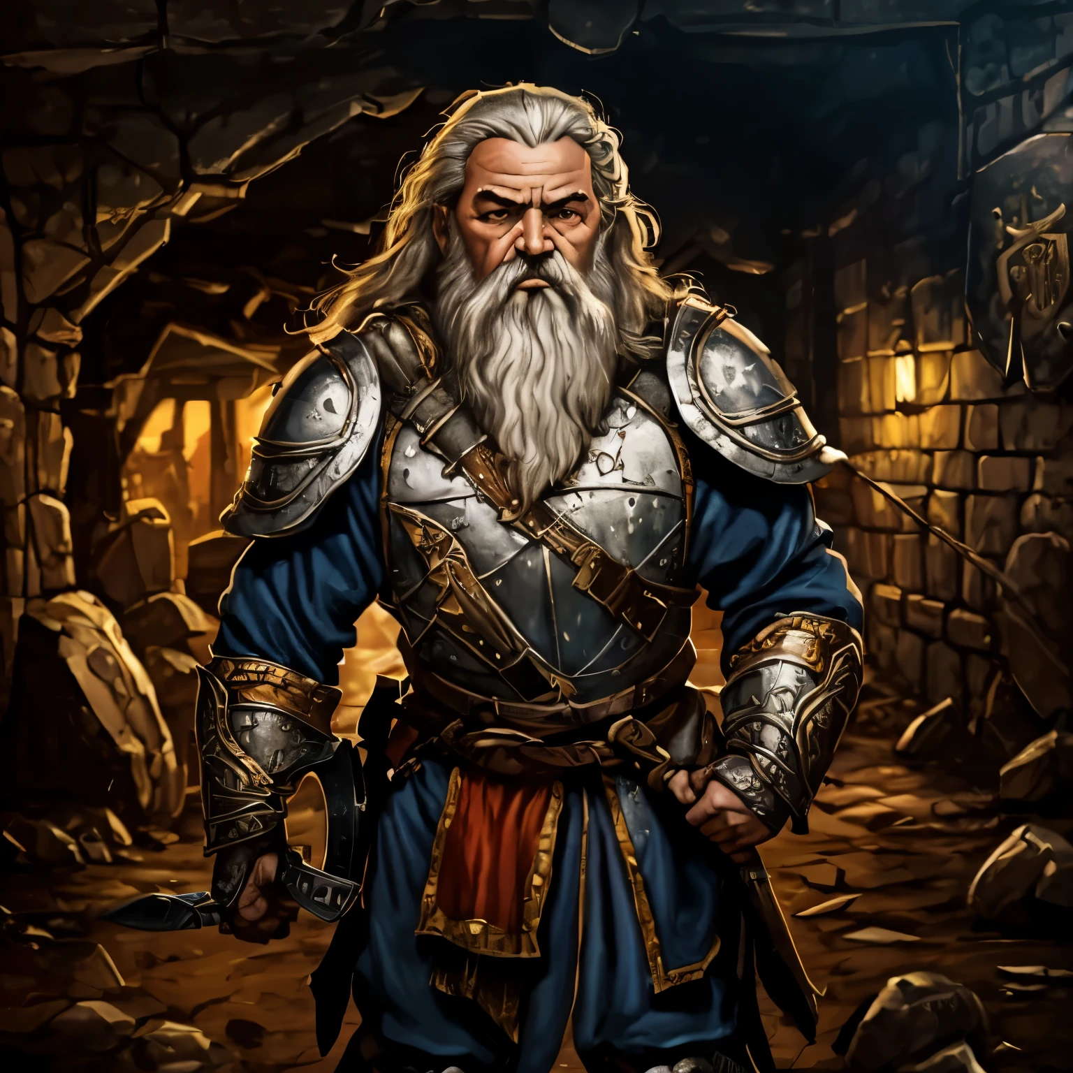 dwarf knight holding a heavy medieval shield both hands,detailed armor, epic fantasy, highly detailed, Fanun, The atmosphere is grim, fitting the dark fantasy Renaissance Era theme, and the depiction is in a realistic oil painting style, emphasizing the emotional weight and harsh reality of the situation. Coats of Arms
