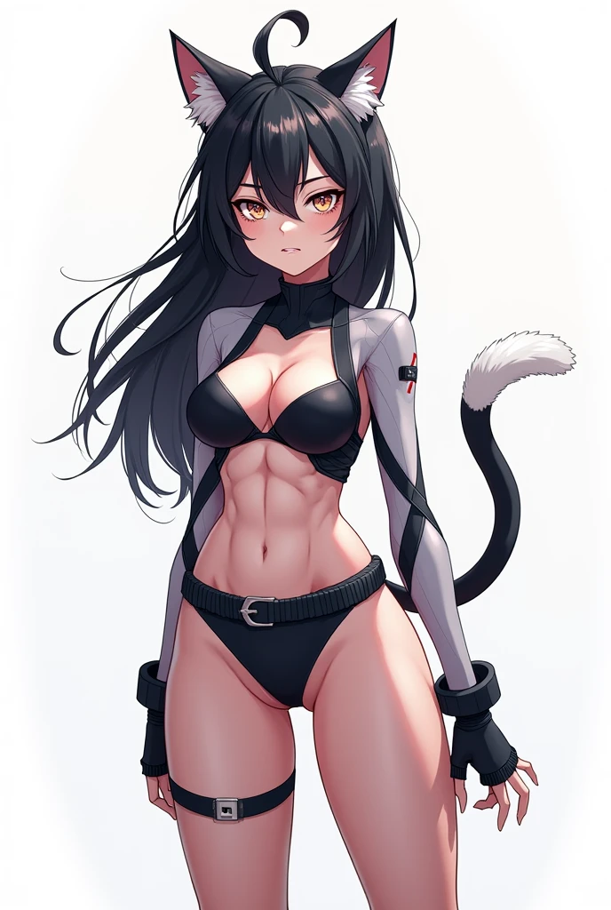 ((Highest quality))、((8K))、((Tolerate者))、woman、Big eyes、Double、Soft、大人のwoman、whole body、((whole body鎧))、Cat ear、Black Hair、Short Hair、((sword))、Uplifting、((battlefield))、Big Breasts、Abdominal muscleuscle、pants、Fantasy、In combat、muscle、((Tolerate))、