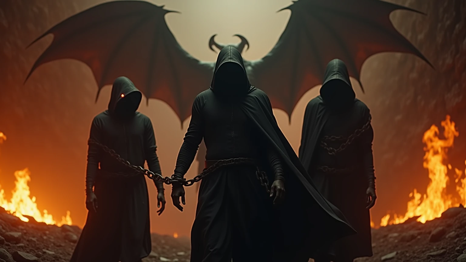 Hooded demons in hell 
