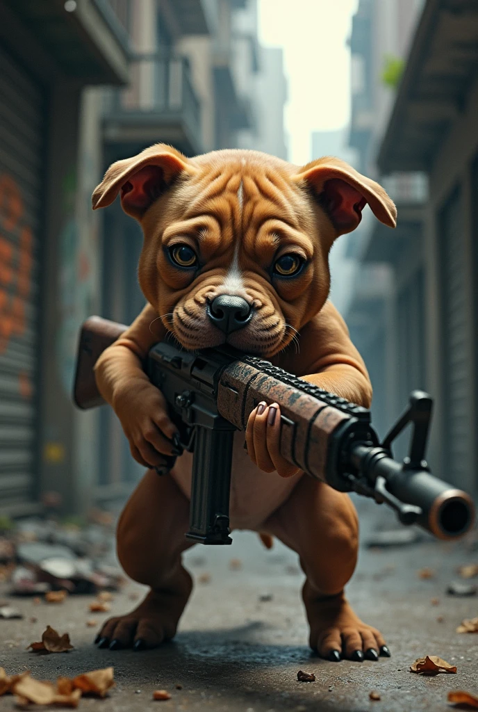 A pug with guns