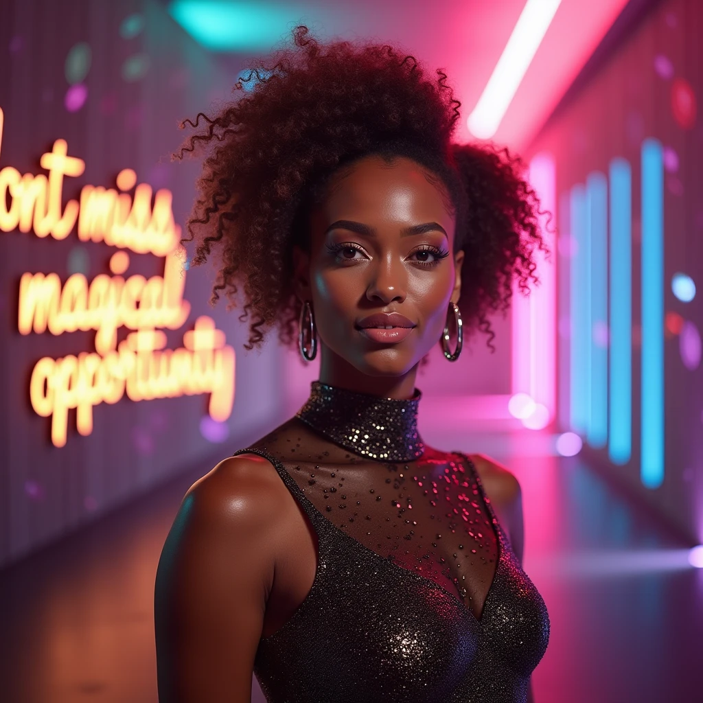 afro woman (blue skin) in a dark room, cyberpunk vibe, neon cyberpunk style, has cyberpunk style, neon noir, synthwave style, cyberpunk lighting, in cyberpunk style, cyberpunk with neon lighting, cyberpunk vibes, cyberpunk style color, cyberpunk eye wea, cyberpunk high fashion, retrowave style, retro pink synthwave style girl from Jamaica, oval-shaped face, high well-defined cheekbones, blushing cheeks, symmetrical face, slender nose, straight slightly upturned nose, delicate nose, symmetrical plump luscious full lips, softly closed mouth, expressive oval-shaped eyes, hazel eyes, defined perfect round irises, catch light, dilated pupils, well-groomed arch shaped perfect eyebrows, naturally blonde platinum thick hair, wavy hair, flawless radiant skin, soft texture skin, curvaceous hourglass figure, tight waist, fit skinny petite physique, revealing cleavage, perfect boobs, perfect fit big ass, sensual abdomen, pure eros face, chill stare, subtle under-eye shadows, sitting on a bed, window with view with city lights, canon 85mm f1.2, bokeh, best quality, ultra high resolution, photorealistic, subtle blemishes, (acne:1.1), freckles, casual sexy seductive alluring outfit, panties, full body shot, light makeup, night, bokeh, pink, black, crimson, orange, turquoise, amber