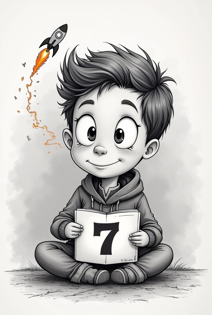 There's a boy sitting at a table with a drawing, desenho infantil, desenho infantil, kids drawing, he is an artist, a child's drawing, Directed by: Nandor Soldier, Child drawing, Directed by: David Ruby, Fantastic Art, kids drawing, desenho infantil, arte realista, Fantastic Art, inspirado por Philip Guston, Obra vencedora