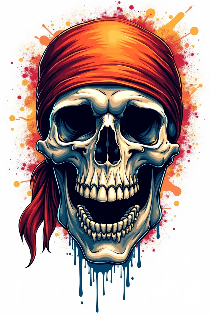 Pirate head,skull Bones,neon green outlines ,fantasy stil,empty black Background ,bandana,cartoon,urban