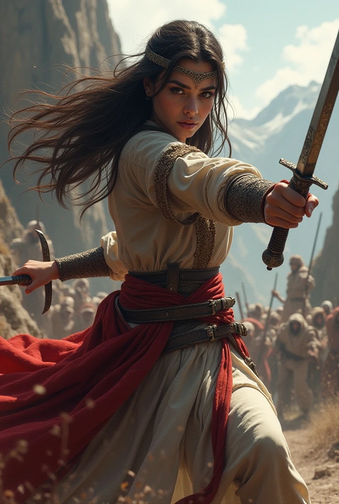 Beautiful muslim gilr fight with swerd