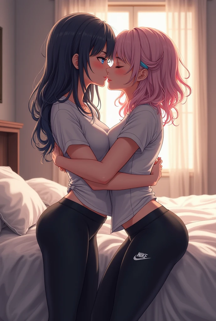 Two naked lesbian anime girls grinding each others vagina