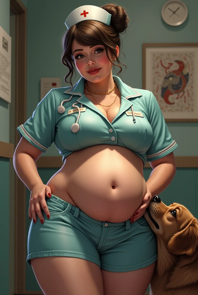 girl, no clothes, no underwear, nude, no pubic hair, large breasts, flat medium length brunette hair, looking down at me, I am under her with my penis in her vagina, cum dripping out of her genitals, cum dripping out of her vagina, she is smiling with pleasure, pregnant, large pregnant stomach, extremely detailed face, high quality, photo taken from a distance, full body image, standing behind her with his hand on her belly is a white male with very white skin, he has a bald head with a large orange beard, he is nude with a very large penis, zoomed out, extremely detailed face, extremely accurate face, perfect teeth