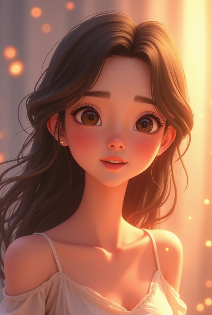 animated woman with brown hair and a narrow forehead