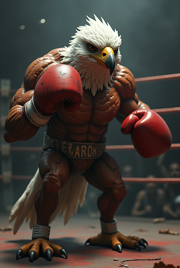 (uhd, masterpiece, anatomically correct, textured skin, super detail, high details, best quality, highres, 8k), Like the picture, Griffin's Head, Eagle Wings, Professional wrestler, ((Full body portrait:1.3)), (Macho), Muscular, Realistic gloss, Body glistening wet with sweat, Arms as thick as logs, Arms crossed, Wrestler pants, Ring boots in the shape of a lion's paw, Pro wrestling, Spotlight, highlight, Confetti
