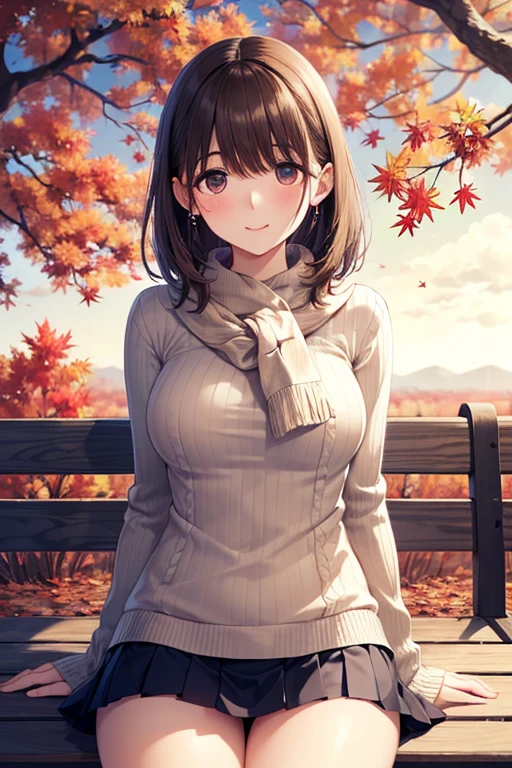 anegasaki nene、 Shiny Maroon Hair ,  ( brown pretty eyes 、 sparkling eyes , Fine grain)、smile、 super detailed eyes、 very detailed face,  Highly Detailed Eyes,Alone、 one woman、((cowboy shot)),Only one female,  ( Best Masterpiece Top Quality:1.2)  、





(  The silence and beauty of autumn nature  :1.5)、

Autumn Afternoon、Breeze on a tree   々  color it  、  Scenery I saw with you  々   I'm dyed pale orange and red  ,  color the light of the sunset  、 The air is cool、 I can hear the whispering of fallen leaves  、   when you sit on a park bench  ,  I can see my wrists slightly when I roll up my sleeves ,  has a nostalgic scent that makes the surroundings stand out even more  、  fluffy white cable knit sweater 、 It was there Leaves quietly falling to the ground 、Perfect BGM for Autumn Afternoon,  Len's laughter and birds chirping from afar are quiet、  lightly wrapping a pale pink cashmere stole 、 I want to cherish a moment  、  The silence and beauty of autumn nature  gives a deep sense of comfort to the heart 、

 fluffy white cable knit sweater  、  The sweater is slightly large 、 I can see my wrists slightly when I roll up my sleeves  、Beige miniskirt showing thighs  、、 so beautiful