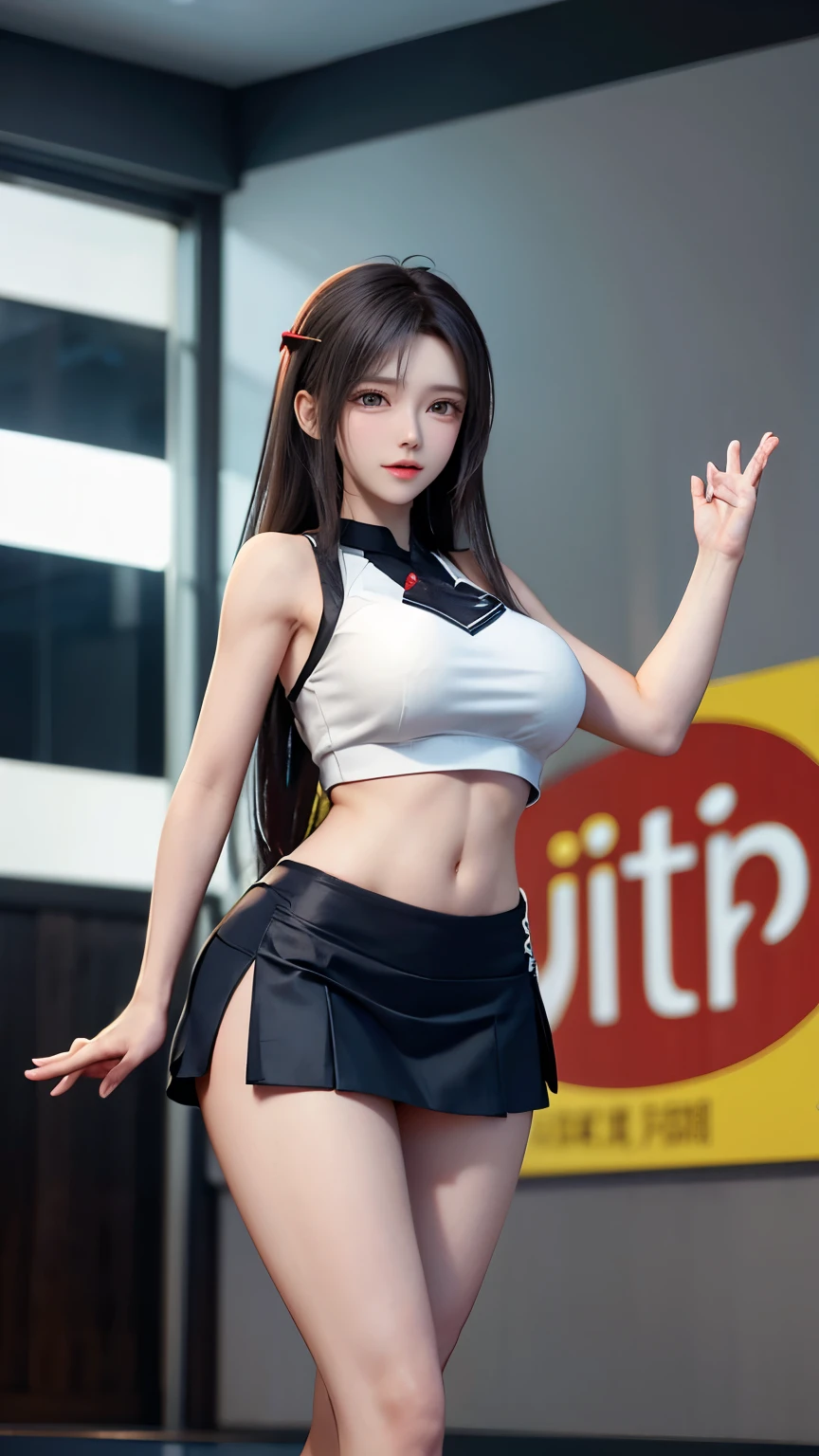 1girl、1boy、Supermodel、perfect shape、Muchimuchi、、、Thighhighs、beautiful feet、Military Lolita、mini skirt、Girl kicking roundhouse with a smile、smiling girl、cool action、uniform、bike shorts、voluptuous