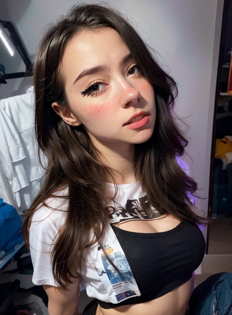 Hay una mujer con un collar en el cuello posando para una foto, 18 years old, 19 year old girl, 🤤 girl portrait, 1 6 years, Ella tiene una cara linda, she is about 1 6 years old, 1 9 year old, Kailee Mandel, muy, muy baja calidad, Foto de perfil de la foto de cabeza, Violeta Myers
