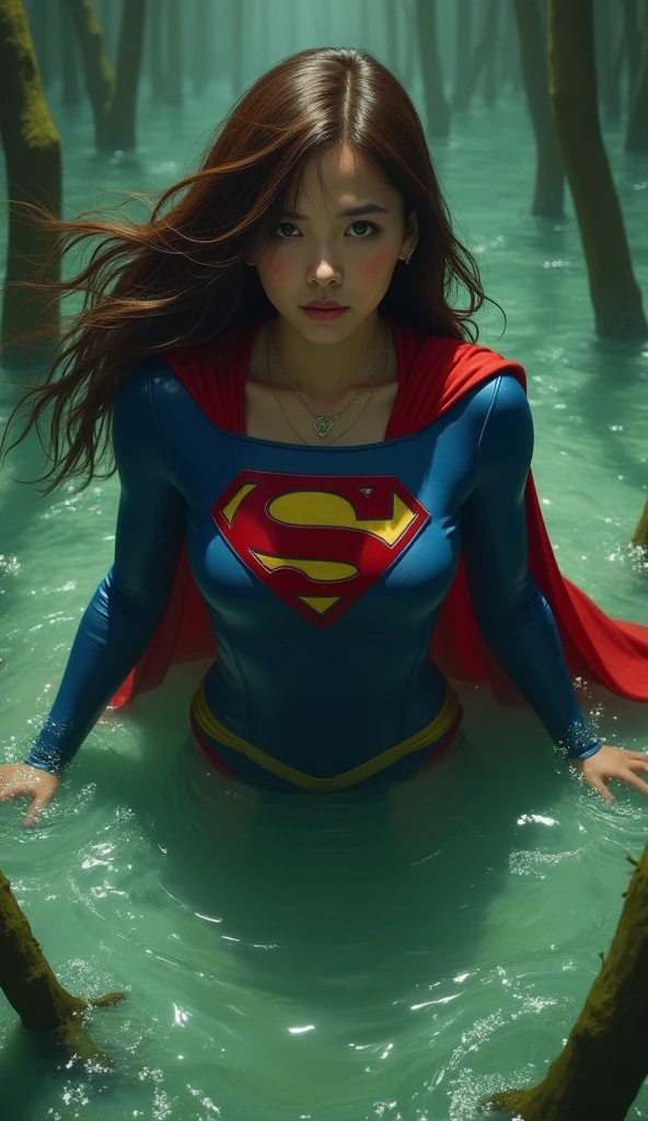 (7 year old superwoman:1.3)、ocean、Underwater swimming、There's an eel behind me、Eels attack、