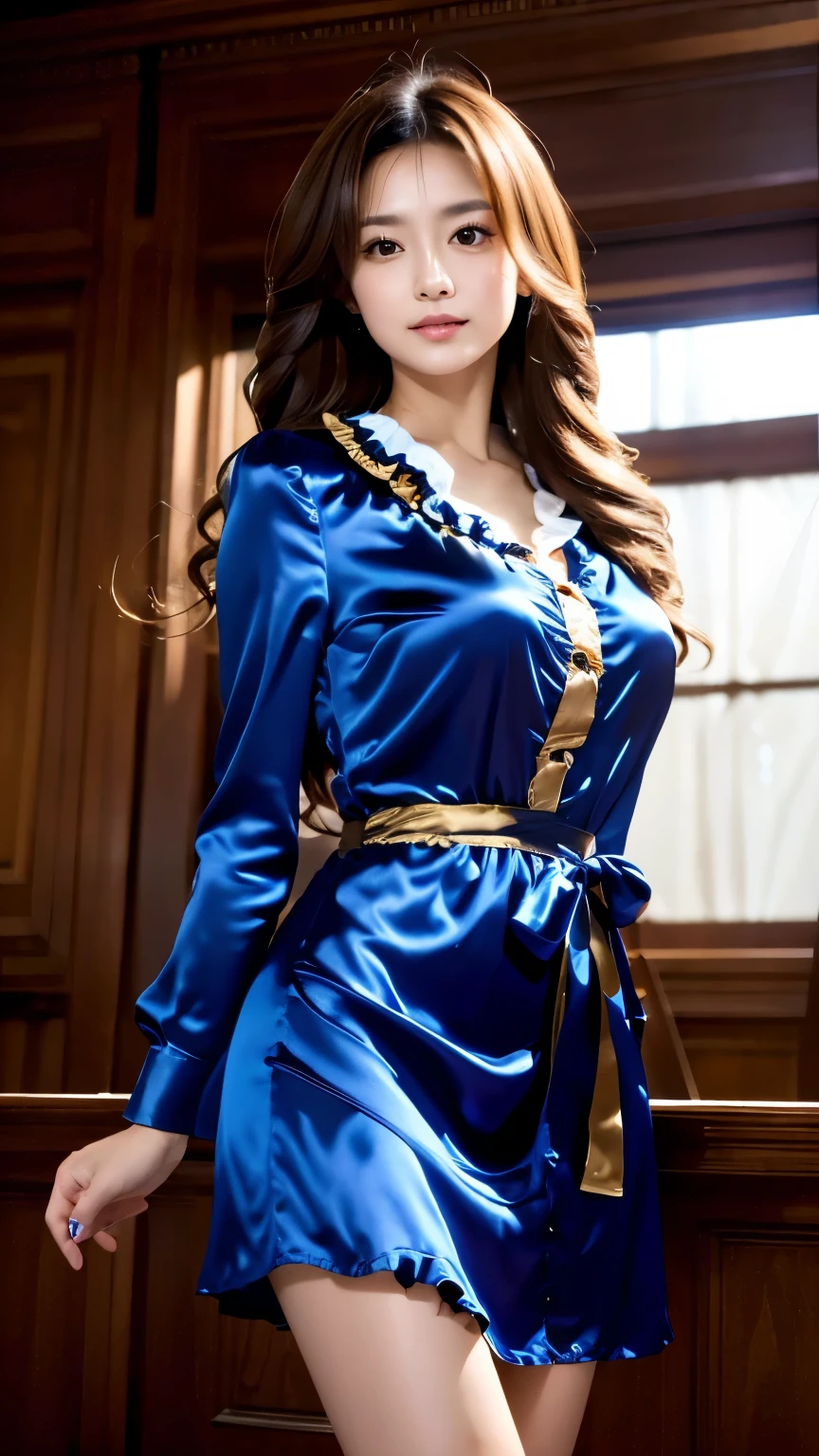 Araffe woman in blue dress posing in a room - SeaArt AI