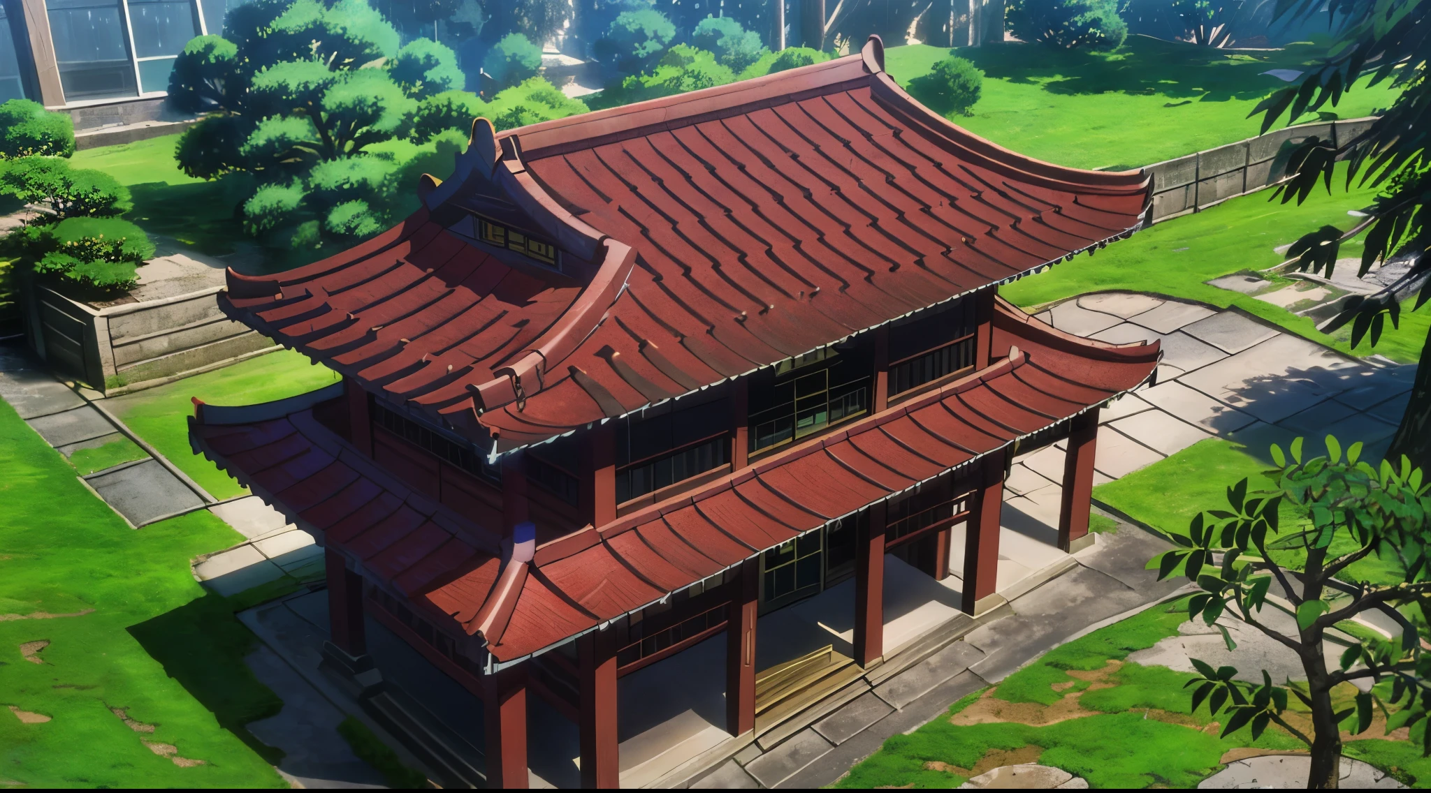 (Rainy sky) (Raindrops falling) (Daytime)
(80’s Anime) (classic) (Vintage) (retro)

1980’s Tokyo Jujutsu High is a broad campus of several buildings build in a traditional Japanese architectural style, operating under the guise of a Buddhist temple.

The school building is well hidden on Tokyo's outskirts, far and high in the mountains. Naturally, there is a garden where there are a lot of Higanbana other wise known as (Red Spider Lily Flowers) around the property to further obscure the location.

(View from above the campus)