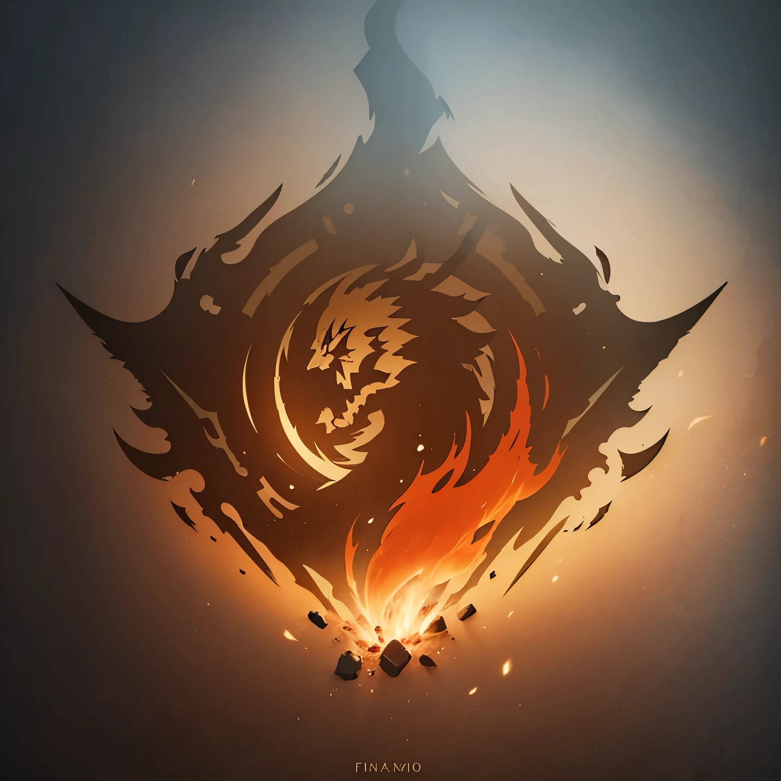 A very simple controlled explosion logo, for a fiery faction in an RPG world, Fire emblem, Scream, Only color orange , , fury, brave, chic, symmetrical, elegant, white background