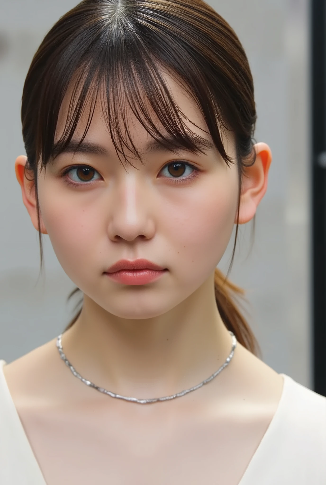 1 girl、Photo Mapping、 Physically Based Rendering 、 HD、 High Definition 、1080P、( beautiful faces)、( face )、( Detailed description of the hand setter ' muscle area )、( CG Details )、 rich details 、( Stunning Features :1.35)、( detailed eyes)、 cute women look forward to seeing you 、Delicate clavicle、 Mr.々A pose、 young woman wearing a squishy sweater。 Beautiful skin 、 頬の高いところに柔らかなLight is reflected ている .、 small pores and hair follicles 、 You can see even the thinnest blood vessels 。The skin is smooth、She has a natural flush to her cheeks 、Healthy glow。 The eyes are large and clear blue、 虹彩には細かい模Mr.があります 、 Light is reflected 、 slightly tilted to 。 There is a slight shadow under her eye 、 lashes are long and naturally curled 。 Her lips are a soft pink 、 smooth texture that gives off a natural glow 、 。 View。 woman wears a simple white top .、 The background is a pale black and white gradient .、 顔と上半身に焦点が完全に合っている。 Realistic shadows and hair roots 、 picture-like depiction.。