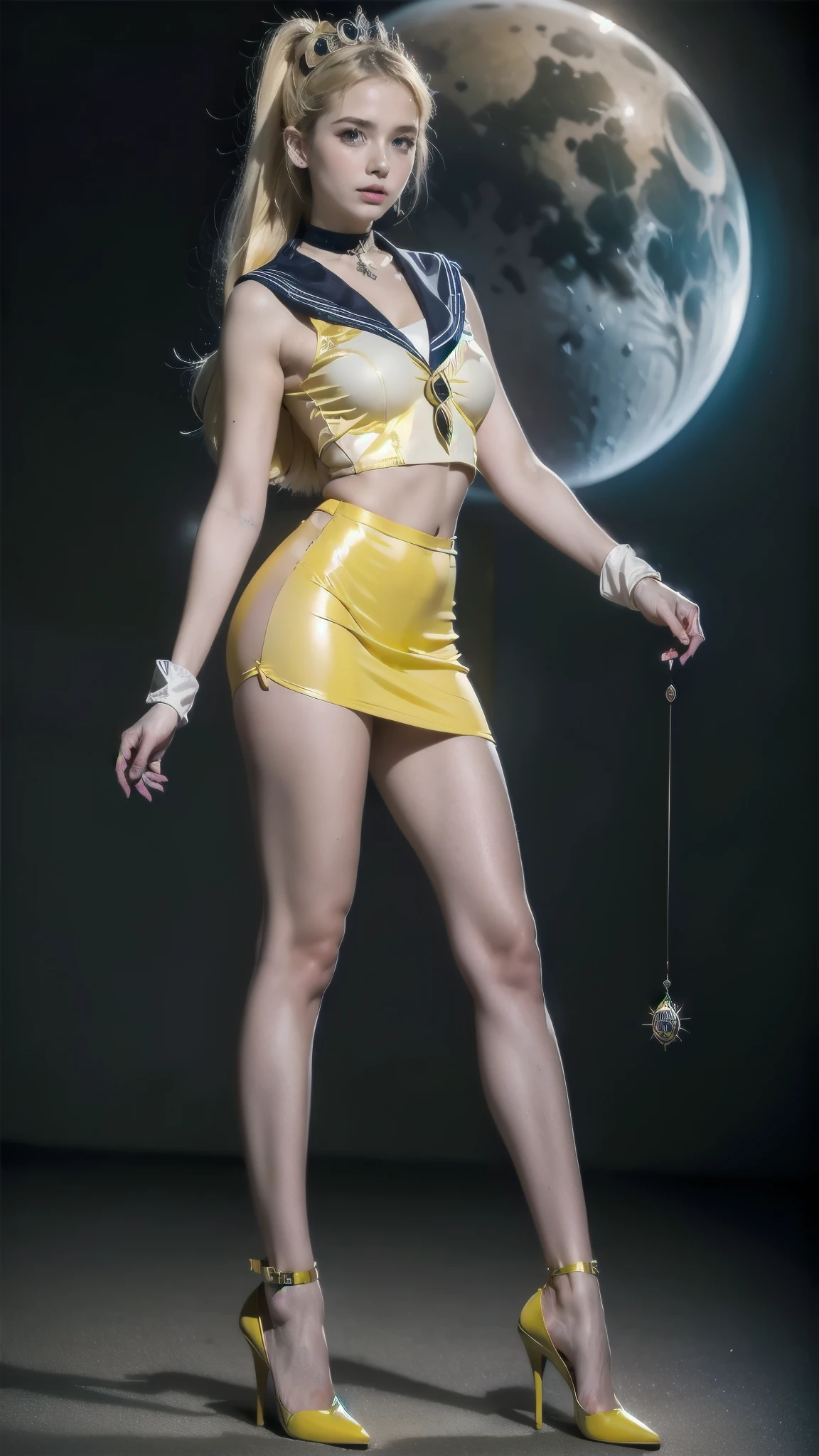 Ela-Ra, warrior princess, He-Man character, wearing a miniskirt, appearing the cameltoe, princesa sexy,
body proportions, (Chapped lips:1.4), (nasal blush :1.2), shortening, black cuts, (eye contact), spectral colors , ultra high resolution , high resolution , detailed, Clean face, (Sexy face:1.5), (big purple eyes:1.2), (olhos ultra detaileds:1.4), ( high-resolution eyes :1.1), ( ultra detailed skin texture :1.4), Persephone, Persephone, Persephone, (sfw:1.5), ( full body costume:1.8), ( upper body :0.3), (hyper realistic:1.4), (realistic:1.3), ( best quality real textured skin ), olhos detaileds, detailed face,
(( masterpiece :1.4)、(high quality:1.4)、({{reallistic:1.7))、 masterpiece :1.4、 A pretty girl 、(Sailor Moon:1.4)、tsukino usagi、 Senshi Sexy Sailor Uniform Fitted to the Body 、(Shiny Latex)、(The coat is a sleeveless white sailor suit )、(Blue Sexy Ultra Ultra Pleated Mini Skirt)、 The collar of the sailor uniform is blue with two thin lines.、 Legged tall 、 Red cloth ornament on the chest 、( wearing white gloves )、kawaii girl、Super beauty、 sharp focus、photographic portraits 、 upper body photograph :1.4、Pretty face、beautiful eyes、 narrow waist、beautiful legs、( yellow hair:1.4)、(hair length:1.2)、beautiful udder、 large, full breasts :1.2、sexy bundle、RAW photo、、 red high heels :1.4、a choker:1.4、a necklace:1.4、耳Nipple Ring:1.4、Luxurious Golden Tiara:1.4、1 display screen、 A MOON、cosmos、spaceships、A space station、 future city