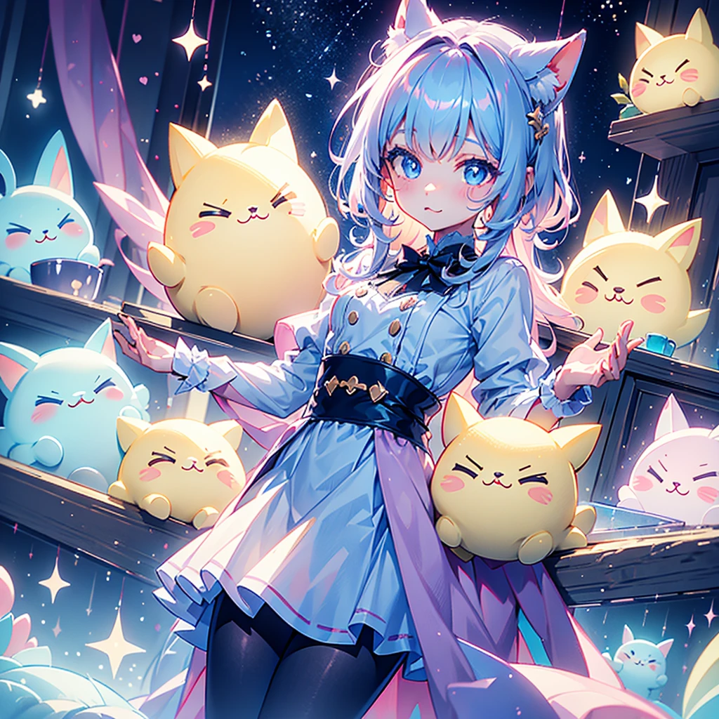 One Girl、Cat ear hood、Cheeks are a little red、Smiling face、