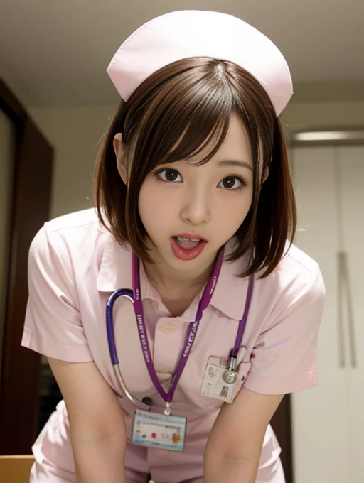 NSFW, real erotic scenes ,the most erotic, 1girl , 1mens ,short pony tail hair ,show me your tits, shy face, hospital room,pure girl, nurse girl, during fellatio :1.6 , penis , cum shot:1.5 , blow job :2.0 ,nurse,NURSE UNIFORM NURSE CAP,Japanese young girl ,SHORTS