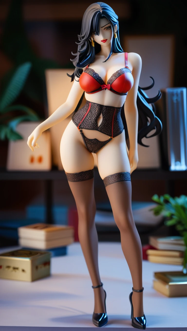 ((1girl, solo)), female, beautiful body, (perfect anatomy, perfect body, perfect hands, perfect legs), nice hands, natural proportions, sexy b, (large breasts:1anding, hand on hip, full body BREAK
((extremely detailed face)), (yellow eyes:1.2), (beautiful detailed eyes:1.6), (realistic pupils, realistic iris:1), expressive eyes, ((looking at viewer)), (clear eyes:1.3), (hyperrealistic:1.2), (detailed skin texture:1.2), smooth skin, (black hair:1.5), long hair, hair between eyes, (detailed lips:1.2), (attractive lips:1.1), (glossy lips:1.1), ((smile)), perfect face, perfect eyes BREAK
maid, (maid bikini:1.5), maid headdress, (detached collar:1.3), (black bowtie:1.3), front-tie top, ((black bikini)), covered nipples, ((wrist), side-tie bikini bottom, bare legs, black footwear, high heels BREAK
indoors, carpet, candlestand, couch, chair, table, painting (object), candle, chandelier, lamp, fireplace BREAK
(masterpiece:1.5), anime-style, top quality, best quality, (beautiful and aesthetic:1.2), (ultra detail:1.5), Ultra-detailed depiction, Ultra-precise depiction, extremely detailed 8k illustration, high resolution, (highly detailed shading:1.2), (realistic lighting:1.4), perfect lighting, vibrant colors, dynamic tones, striking hues, 8k, absurd resolution, perfect shadows, hdr, UHD, ambient lighting, realistic, ultra-realistic, photo realistic, highly detailed, rich detail, luminous colors, fine texture, intricate design, professional illustration, (soft light:1.2), (illustration:0.7)