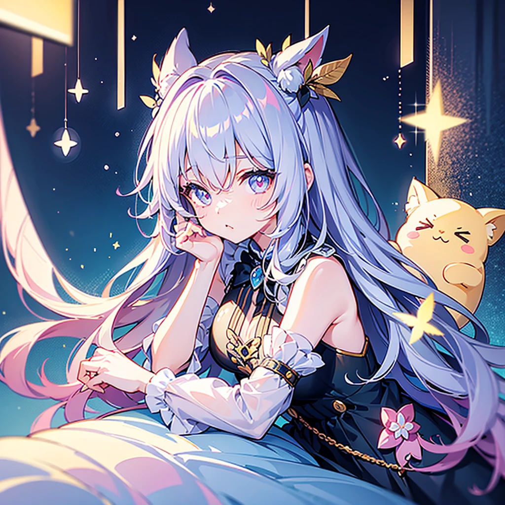<lora:Granblue_Collection_XL_-_Illustration:1.15> pastel colors, girl playing wiht a cat, (masterpiece), best quality, highres, 4k, 8k, cinematic lighting, amazing quality, amazing shading, soft lighting, Illustration, official artwork, anime style, wallpaper, official art