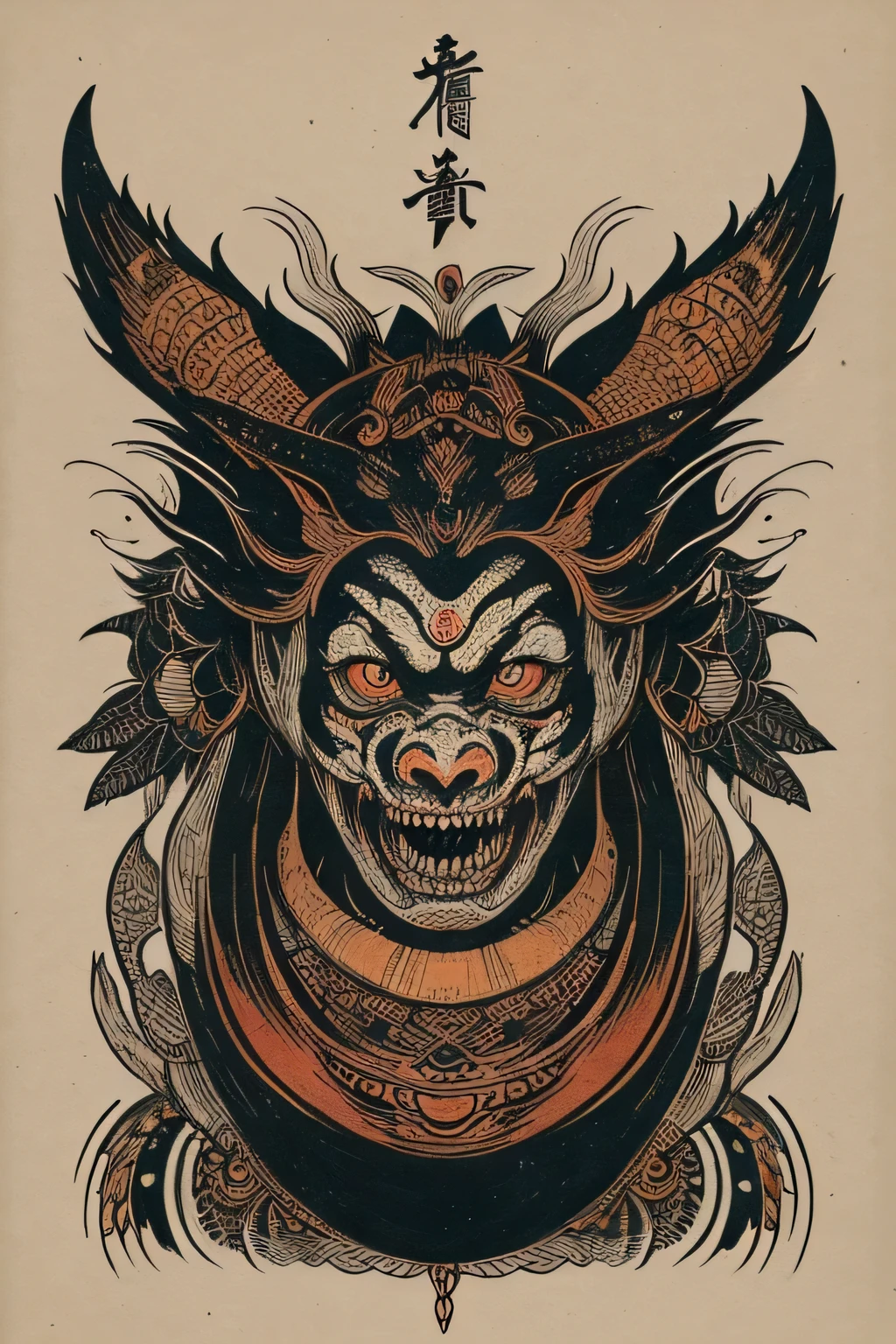 Hannya style mask 0mib, ilustrador, obra-prima, alta qualidade, 8k, alta resolução, minimalista, japanese, samurai