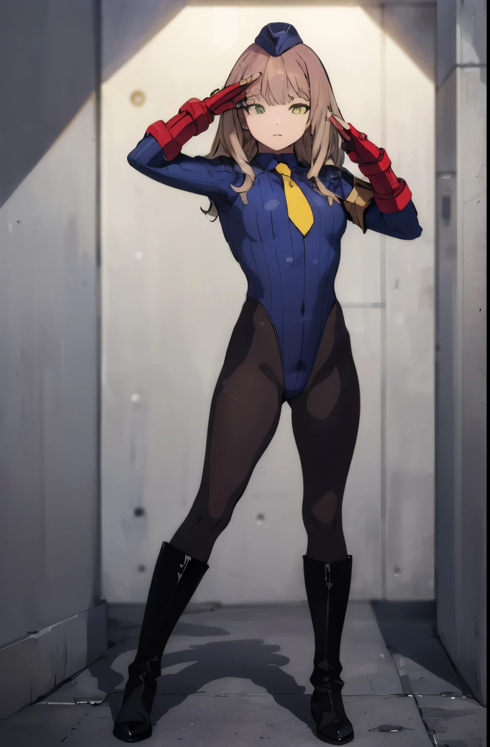 ultra-detailed, Explicit, Beautiful body, Beautiful Nose, Beautiful character design, perfect eyes, perfect face, ultra highres, 4K, beautiful legs, perfect legs, Nice hands, Perfect hand, Masterpiece, Best Quality, Highly detailed, illustration, absurdres, street fighter, doll suit, shadaloo doll, dollsuit, expressionless, blank eyes, looking at viewer, red gloves, emotionless, black latex, corrution, mind control, female combatant, full body, hypnotized, unhappy trance, full body suit, ribbed bodysuit, both arms at side, obey, perfect female body, extremely glossy latex, hypnosis, hypnoLora, empty eyes, Mind control device, poses, submissive_pose, Slave, hat, necktie, sitting up straight, sitting, sitting at attention, hat, necktie, belt, latex, ribbed bodysuit, thighhighs, garter belt, Fighting Stance, military, thigh boots, 1girl, Ai Mie, Suki na Ko ga Megane wo Wasureta, golden eyes, brown hair, very long hair, glasses