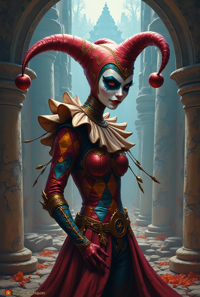 Crazy Clown Emperor,Clown girl colorful, Jester cap,Clown costume, mitts, dark gold hair,Cute,Wavy hair, hair-bun,high-heels。(sitting on golden throne), burst into laughter, (The ground was covered in blood), A pair of scissors dropped on the ground horror,painting-like,Sharp contrast,ominous lighting,(Best quality,4K,8K,A high resolution,Masterpiece:1.2),Ultra-detailed,(Realistic,Photorealistic,photo-realistic:1.37),