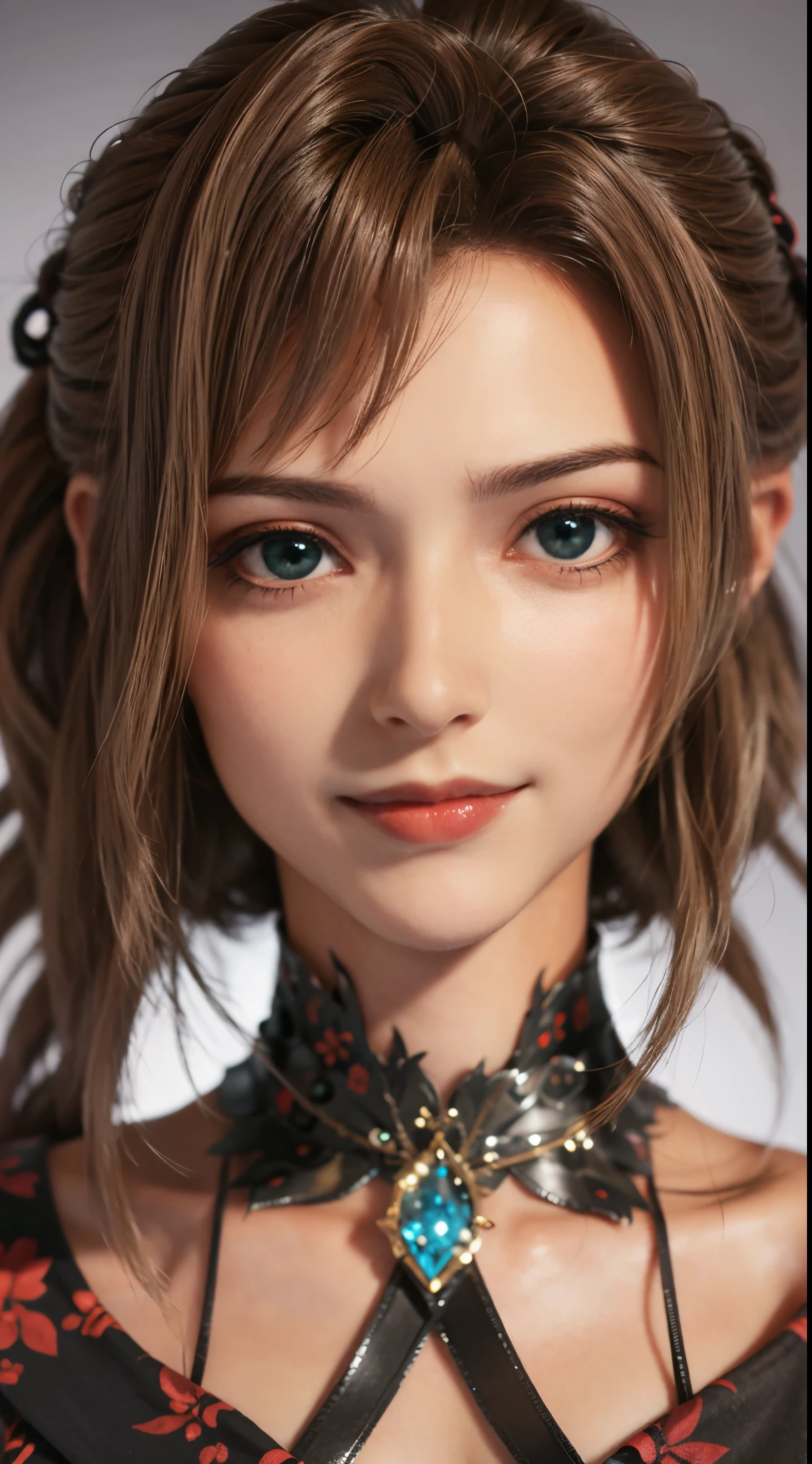 ((top-quality)), (​masterpiece)), (detaileds: 1.4), 3D, Image of neat modern woman, Shiny brown hair, Beautiful brown eyes, 美丽的面容, How to raise her dull、Megumi Kato、small tits、ssmile、dynamicposes, dynamic ungle, HDR(HighDynamicRange), 光线追踪, NVIDIA RTX, Hyper-Resolution, Unreal 5, sub-surface Scattering, PBR Texturing, Postprocess, Anisotropy Filtering, depth of fields, Maximum clarity and sharpness, Multilayer Texture, Albedo and specular maps, Surface Shading, Accurate simulation of light-matter interactions, perfectly proportions、octane renderings、Two-tone lighting、Wide aperture、Low ISO、White Balance、thirds rule、8K RAW、