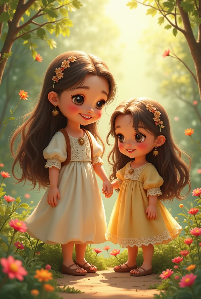 Two Girls Standing and one 1st girl age is 11 year and 2nd girl age is 12year