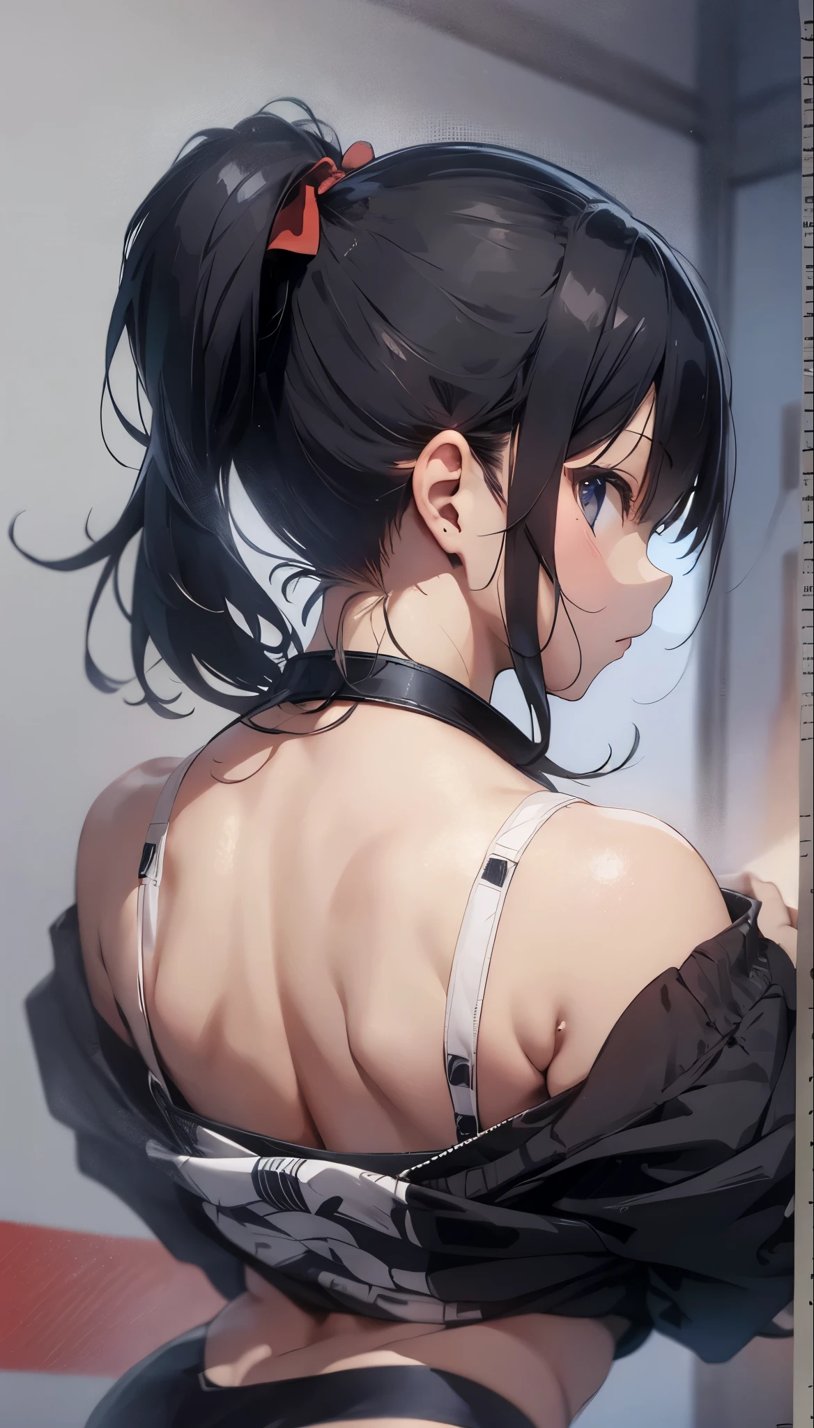 (Masterpiece:1.5), (Best Quality:1.2), (Hyper detailed:1.2),(Anime:1.2),(Bright colors),Vivid Color, (Teenage girl:2), 14 years old, Hairstyle Short, Small Tits, Thick Neck, (lean body:1.5),(back muscle:1.6), Brassiere, Panties