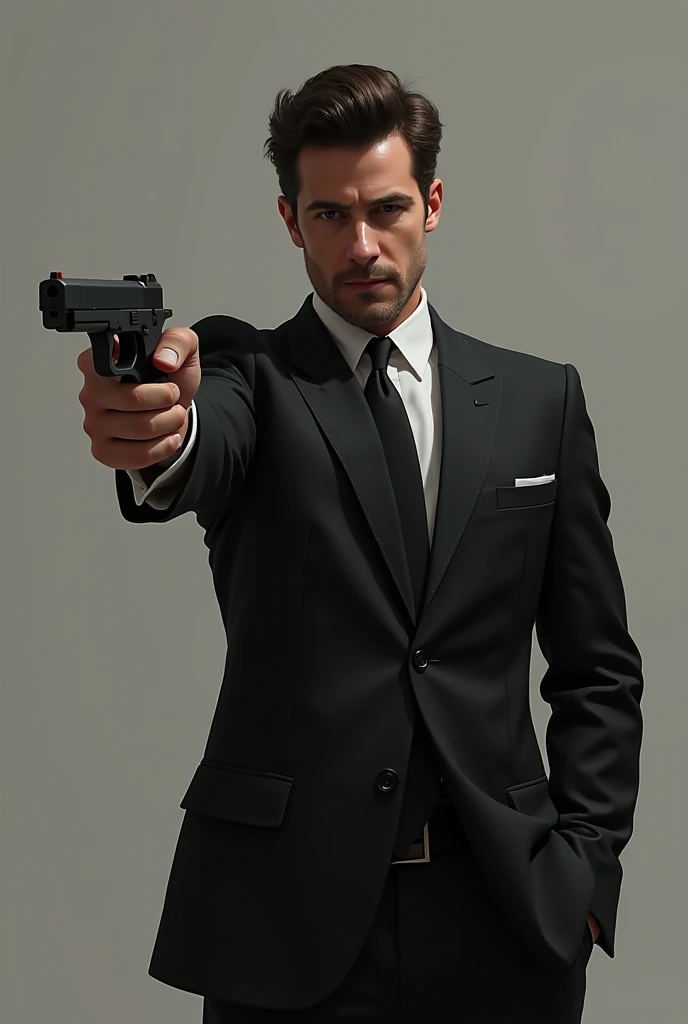 A guy in a great suit with a gun - SeaArt AI
