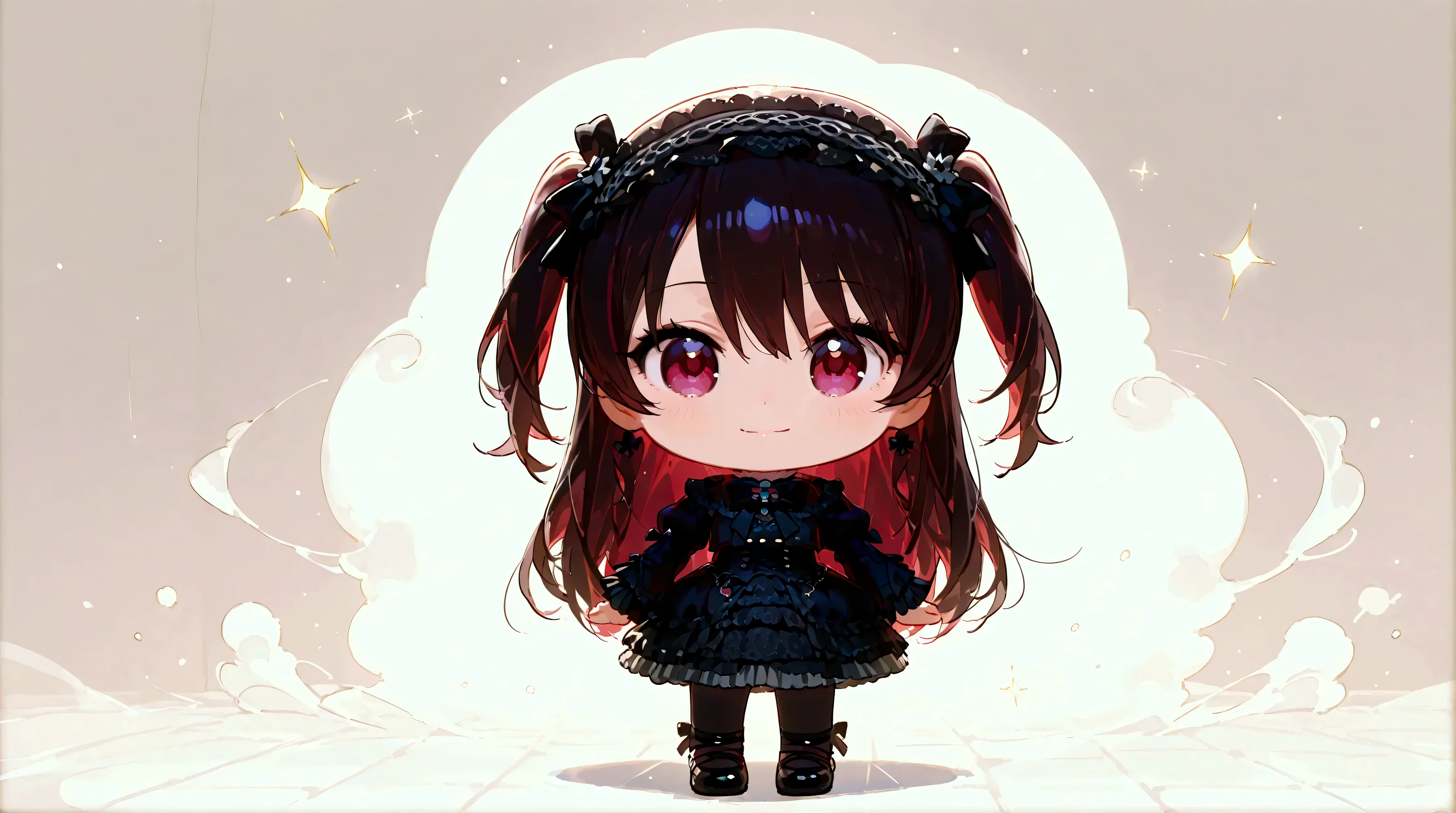 masterpiece, high quality, highly detailed,1girl, chibi ,perfect cute girl,chibi character, slender legs, thick line, simple color,