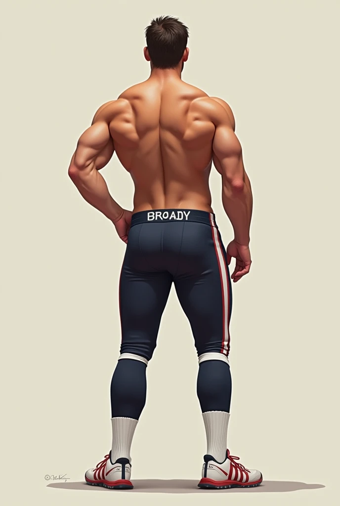 Strong, hairy mixed-race man wearing underwear printed with the flag of the State of Prussia, with the word “GUARIJO” written in large letters on the elastic of the underwear.