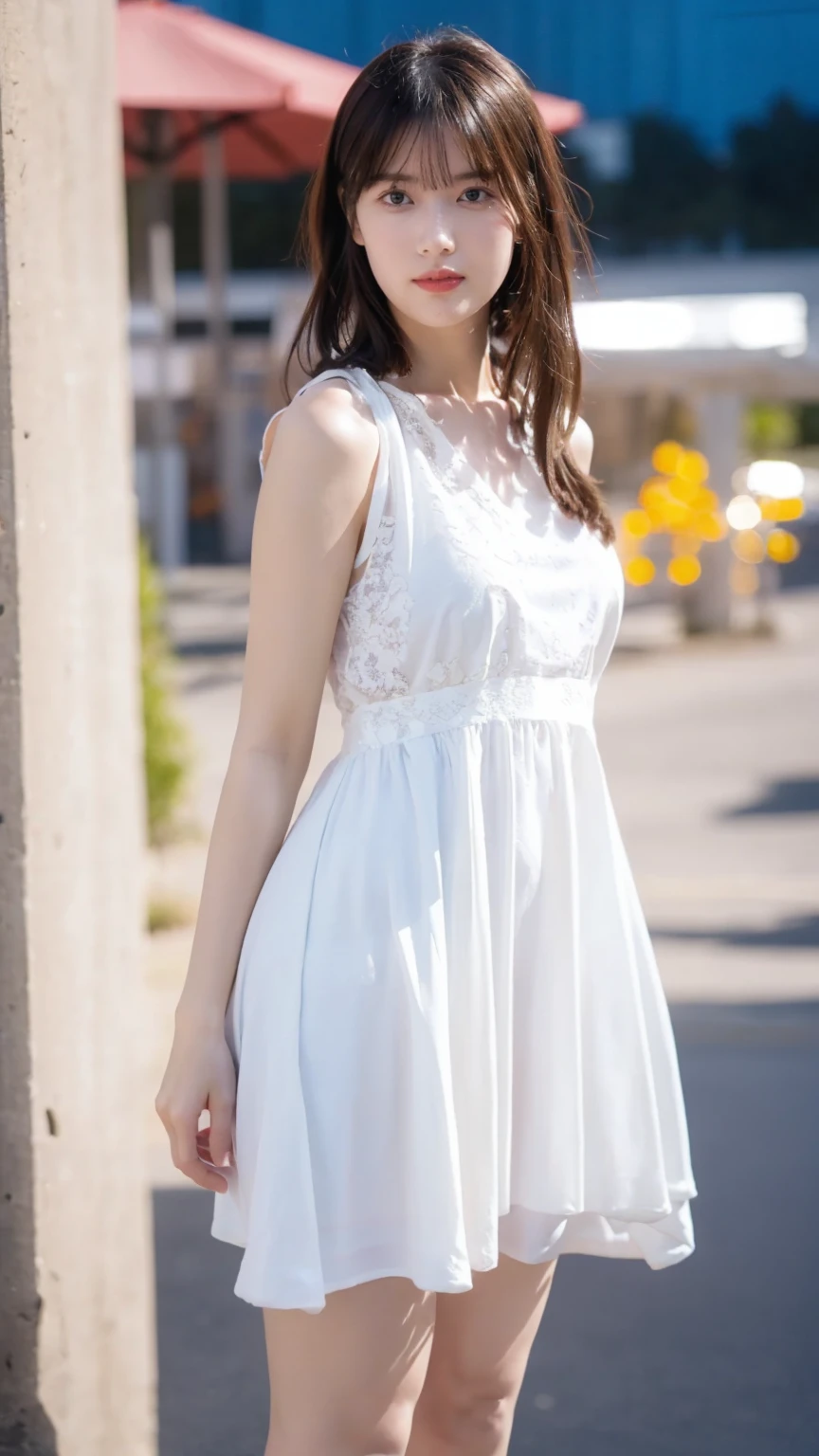 Dark brown hair、Light brown eyes、Japanese actress、 Lady、I am about 40 years old...、(Intricate details:1.2)、(Which is higher???:1.4)、 (Ultra-high resolution:1.2)、Ultra-high resolution、(Fine-tune)、(Detailed facial features)、Hmph、8k resolution、D cup size breasts、Long Hair、1 girl, A look of deep sadness, (Very detailed美しい顔), (loose fitting dress :1.5),(Exposing shoulders:1.3), (Highest quality:1.4), (Very detailed)、Beautiful white skin,  Angle from below、 Open your mouth a little、I can see your feet、Pose of Weakness、Obscene pose、Street fashion、Very sandals、Cut-out Design、Are standing、Los Angelesの街路、Ocean、Coconut Tree、Turn your ass towards me、Hair blowing in the wind、Los Angeles、